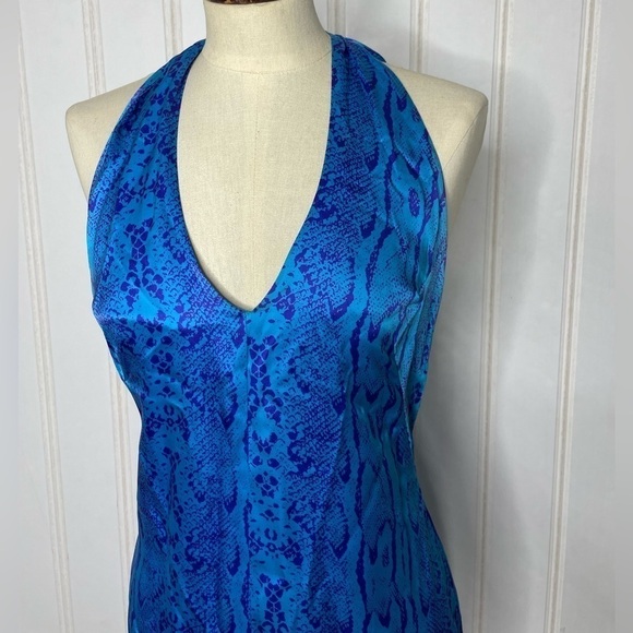 French Connection Silk Snake Print Halter Dress 436 - Picture 9 of 10